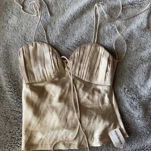Champagne silk tank top